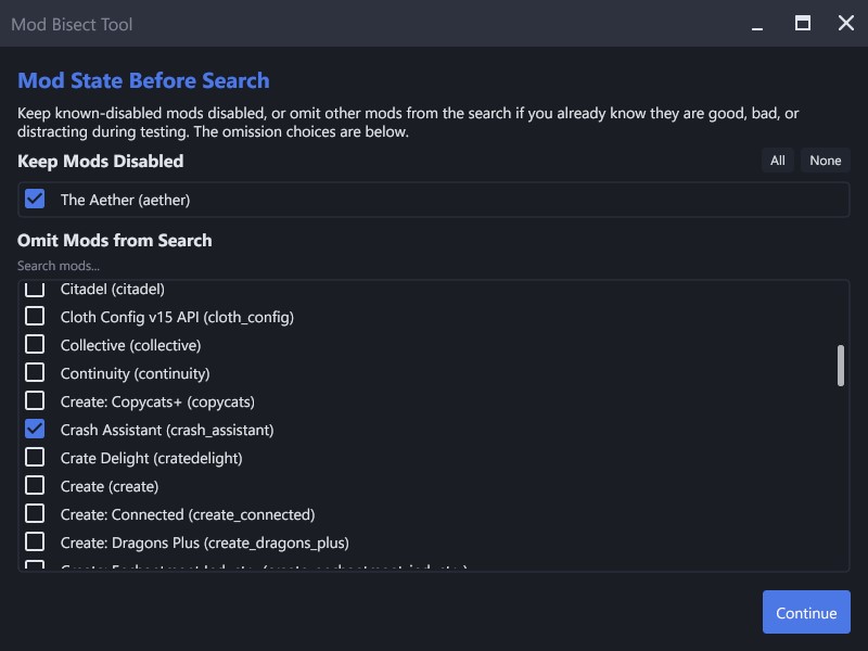 Mod state before search screen