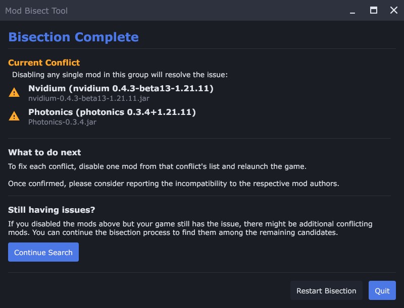 Result screen